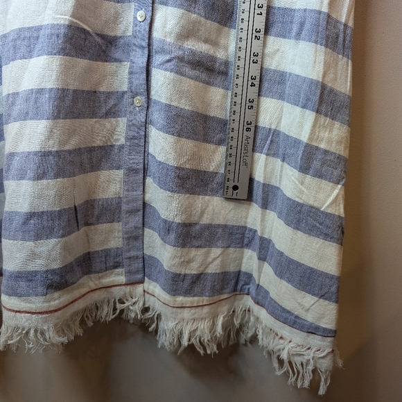 SUNO Blue Striped Floral Embroidered Sleeveless Long Midi Dress w/ Pockets 10 - Picture 9 of 11